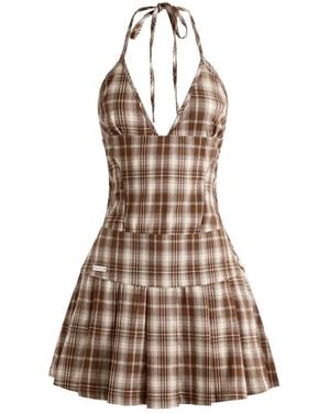 House Of Sunny Hoxton Check Mini Dress - Brown
