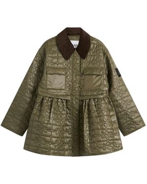 Ganni Shiny Quilt Midi Jacket - Green