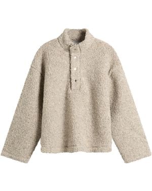 MKI Miyuki-Zoku Wool Fleece Quarter Button Up - Natural