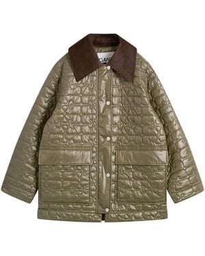 Ganni Shiny Quilt Jacket - Green