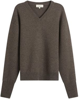 Studio Nicholson Loch Cashmere Wool V Neck Jumper - Grey