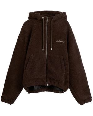 Amiri Bones Fleece Zip Hoodie - Brown