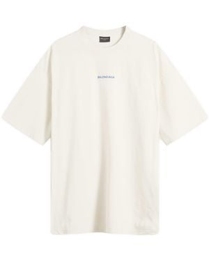 Balenciaga Logo Back Dry Jersey Medium Fit T-Shirt - White