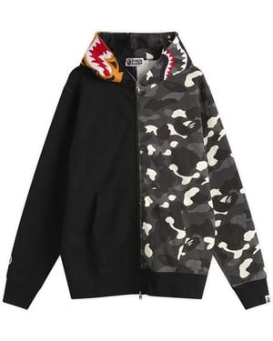 A Bathing Ape City Camo Tiger Shark Zip Hoodie - Black