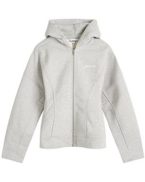 Ganni Organic Cotton Zip Hoodie - Grey