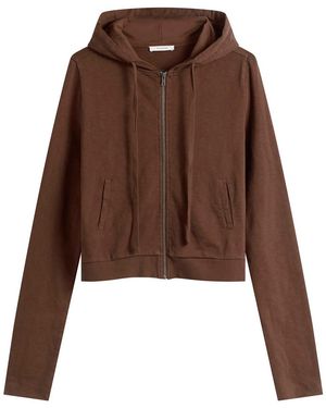 Entire studios Lightweight Crop Zip-Up Hoodie - Brown