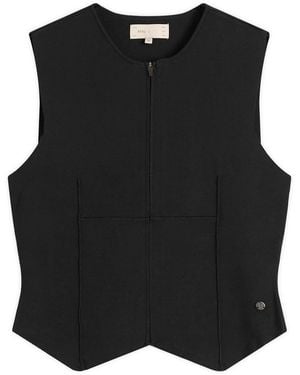 Stel Zip Up Power Knit Vest - Black