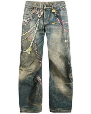 Acne Studios Trompe L'Oeil "Kawaii Keychains" Print Jeans - Blue