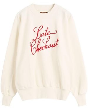 Late Checkout Script Crewneck Sweatshirt - White
