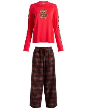 Skims X Cpfm Long Sleeve & Flannel Pant Sleep Set - Red