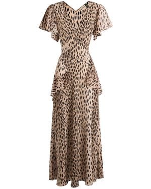 RIXO London Evie Antelope Midi Dress - Natural