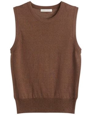 NOTHING WRITTEN Rola Linen Sleeveless Top - Brown