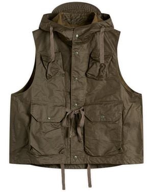 Engineered Garments Waxed Cotton Field Vest - Green