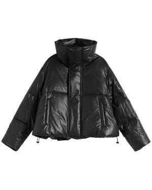 Maison Margiela Mm6 Faux Leather Padded Jacket - Black