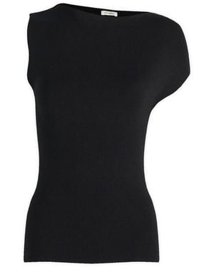 St. Agni Asymmetric Knit Top - Black