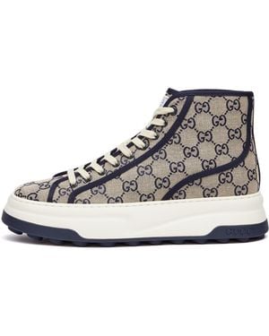 Gucci Tennis Treck High Gg Jacquard Trainer - Metallic