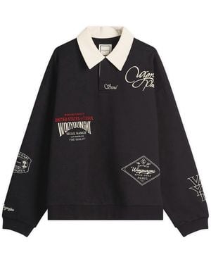 WOOYOUNGMI Long Sleeve Patch Polo - Black