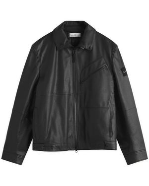 Stone Island Primaloft Leather Jacket - Black