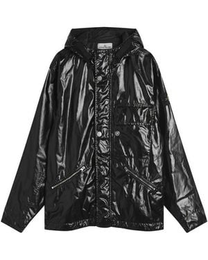 Stone Island Mussola Gommata-Tc Short Parka - Black