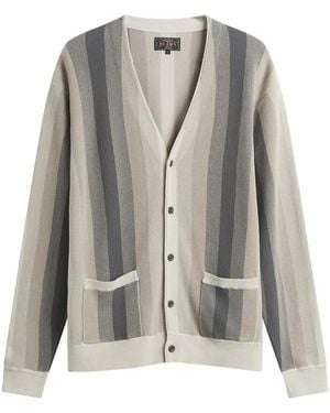 Beams Plus Multi Stripe Cardigan - Grey