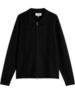 Wax London Lennox Milano Zip Polo - Black