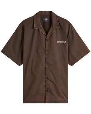 Represent Script Camp Collar Shirt - Brown