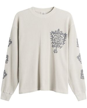 YESEYESEE Y.E.S Stamp Waffle Long Sleeve - White
