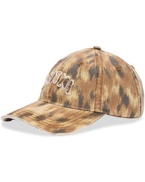 Ganni Washed Cotton Print Canvas Cap - Natural