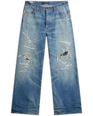 Mastercraft Union Showa Relaxed Repaired Jeans - Blue