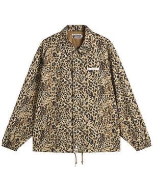 A Bathing Ape Wild Leopard Coach Jacket - Brown