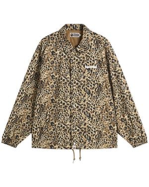 A Bathing Ape Wild Leopard Coach Jacket - Brown