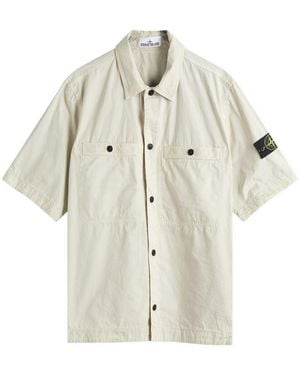 Stone Island Old Effect Short Sleeve Overshirt - White