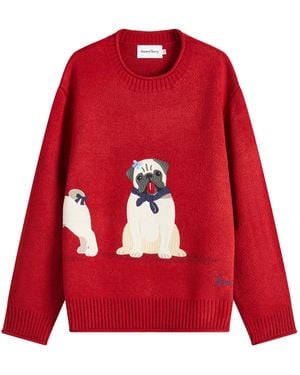 House Of Sunny Puppy Love Jacquard Jumper - Red