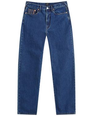 Paul Smith Relaxed Fit Embroidered Stripe Denim Jeans - Blue
