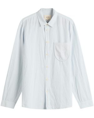 Folk Contrast Pocket Shirt - Blue