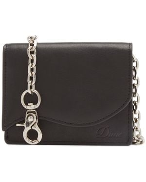 Dime Chain Leather Wallet - Black