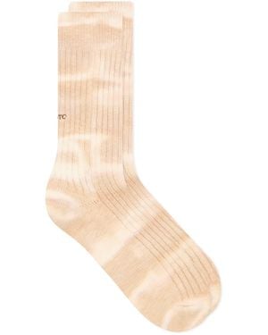 RoToTo Tie Dye Ribbed Crew Sock - Natural