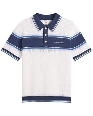 CASABLANCA Mesh Stripe Polo - Blue