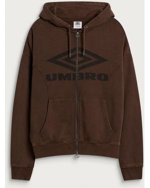 Umbro Washed Zip Through Hoodie - Brown