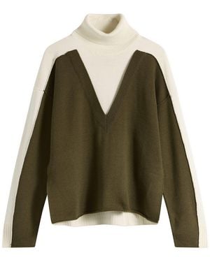 Maison Margiela Mm6 V-Neck Knitted Double Layer Jumper - Green