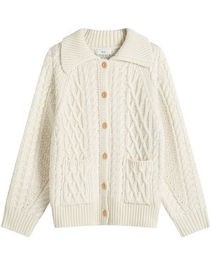 DUNST Fisherman Knit Cardigan - White
