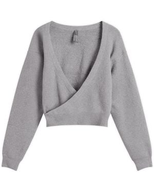 Skims Textured Knit Crop Cardigan - Grey