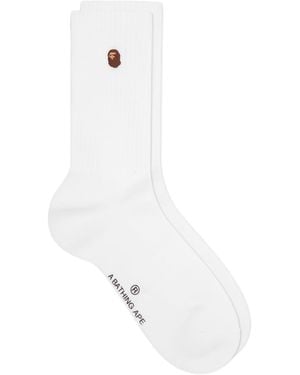 A Bathing Ape Ape Head One Point Socks - White
