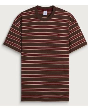 POLAR SKATE Stripe T-Shirt - Brown