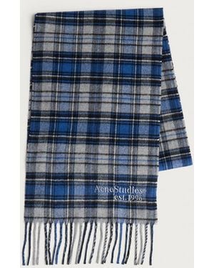 Acne Studios Canada Cashmere Check Scarf - Blue