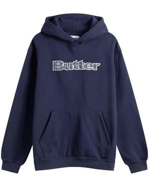 Butter Goods Plaid Logo Applique Hoodie - Blue