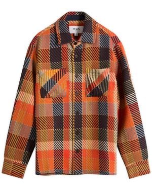 Wax London Whiting Pike Check Overshirt - Orange