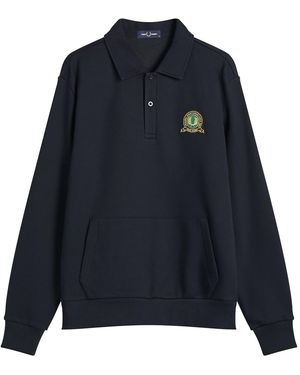 Fred Perry Tennis Badge Collared Sweatshirt - Blue