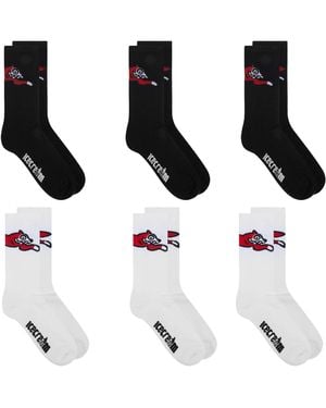 ICECREAM 6 Pack Running Dog Socks - White