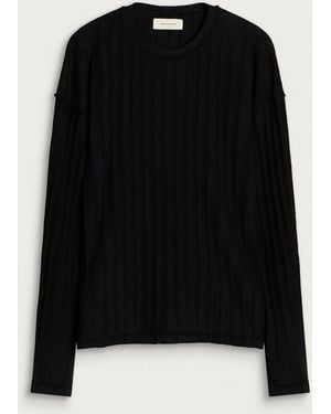 mfpen Round Neck Inverted Stripe Jumper - Black